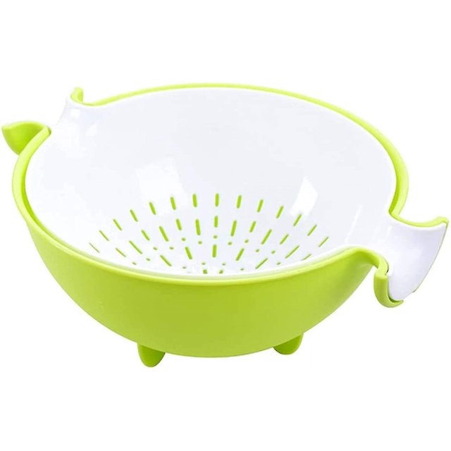 Colador de cocina 2 en 1, diseño ergonómico que ahorra espacio para un drenaje de agua eficiente y un fácil almacenamiento en su cocina (verde)