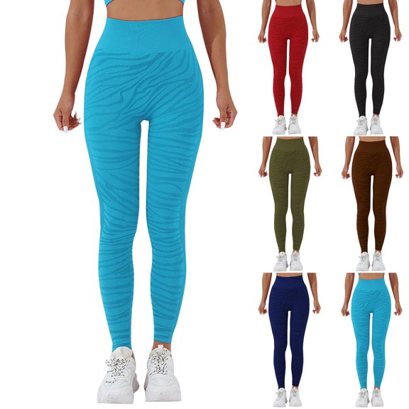 Xdegoge Womens Yoga Pants High Waisted Elastic Leggings Casual Workout Lightweight Pant Fashion Butt Lifting Sport Pant Stylish Stripes Bottoms
