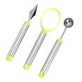 thumbnail image 2 of 3 Pcs Pelleteuse Multifonction Melon, Pelle Melon D\'eau, pour Maison Ensemble 3 Pcs Vert+argent, 2 of 8