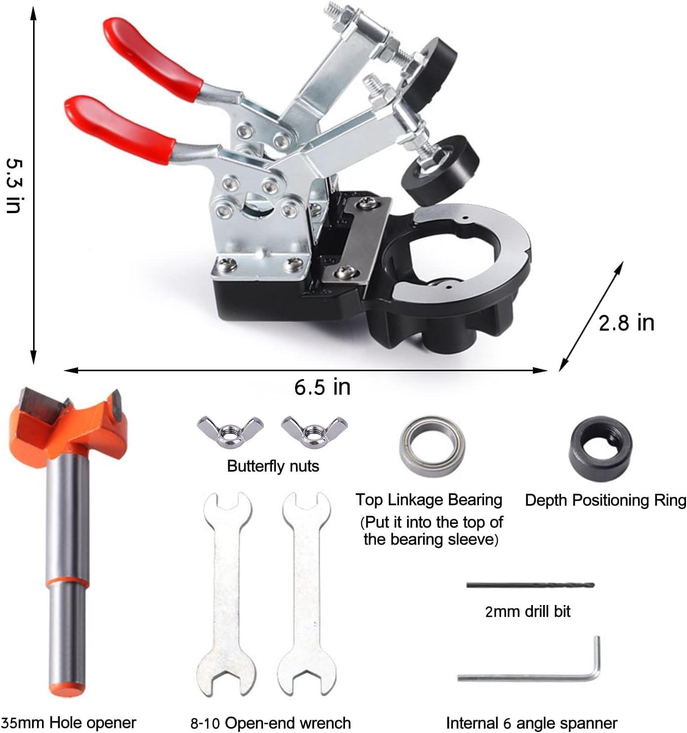35mm Concealed Door Hinge, Accurate Locking Cabinet Hinge,  Alloy DIY Pocket Hole Jig, 2 Retaining Clips, Adjustable Quick Punch Cabinet Hardware