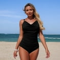 thumbnail image 5 of Tsesme Women’s Swimsuit Cowl Neck One Piece Bathing Suit Back Strappy Ruched Modest Swimwear, 5 of 7
