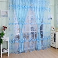 thumbnail image 3 of Cortina transparente tulipán flor hilo ventana bufanda cortinas azul 2 piezas, 3 of 5