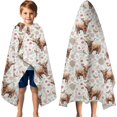thumbnail image 3 of White Highland Cow Flower Butterfly Pattern Hooded Bath Towel，60"x35" for Ages 3 To 12 Kids, Quick Dry Lightweight Soft Microfiber Hood Beach Towel Cover Up for Kids, 3 of 7