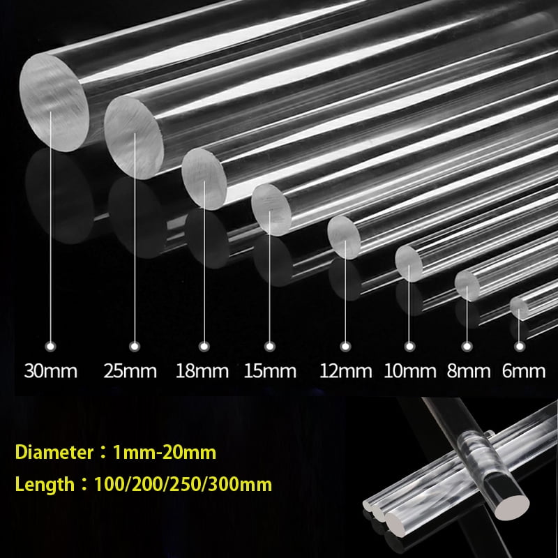 1/5/10pcs Clear Acrylic Rod 1mm20mm Diameter x100/200/250/300mm Long Round Perspex Solid Bar