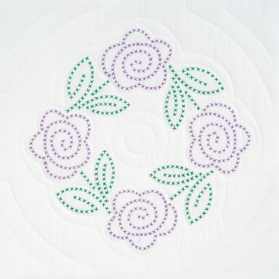 Jack Dempsey Stamped White Quilt Blocks 18"X18" 6/Pkg-Four XX Roses