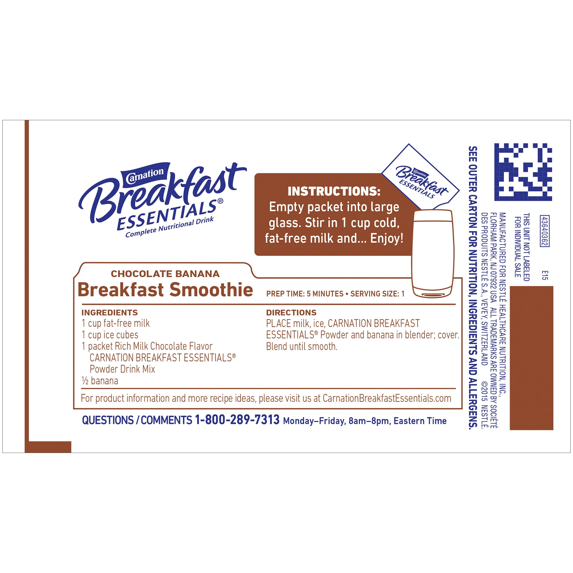 (6 pack) Carnation Breakfast Essentials Powder Protein Nutritional Shake Drink Mix Packets, Rich Milk Chocolate Breakfast Shake, 10 Count