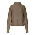 thumbnail image 4 of Plus Size Sweater Tops On Seasonal Women's Solid Long Sleeve Thick Knit Pullover Crewneck Sweater Coat Khaki 4(S), 4 of 6