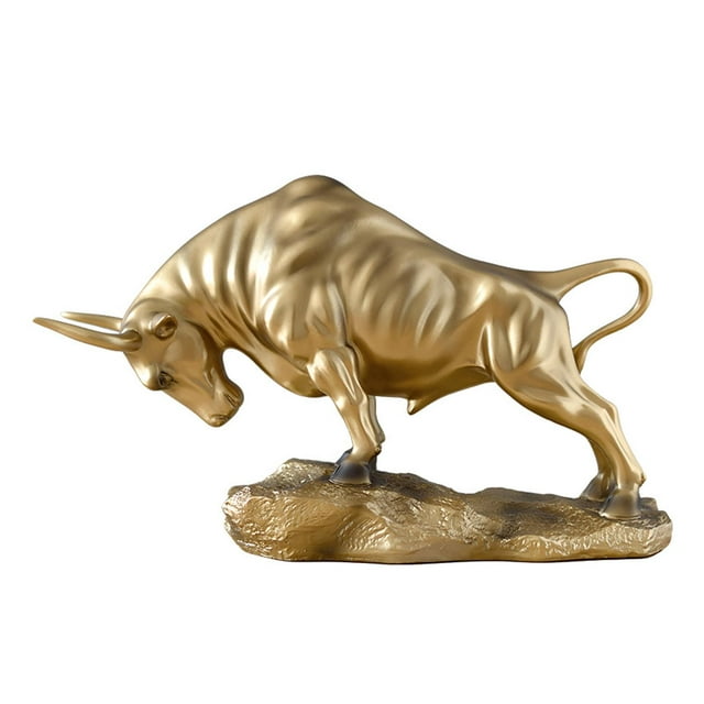 Rongfmy Creative Bull Figurine Cattle Statue Feng Shui Sculpture Collection Crafts for Desktop Living Room Office Home Decor