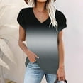 thumbnail image 2 of Quinlirra Womens Tops Clearance Women's Fashion Printed V Neck Short Sleeve T-shirt Blouse Loose Tops, 2 of 6