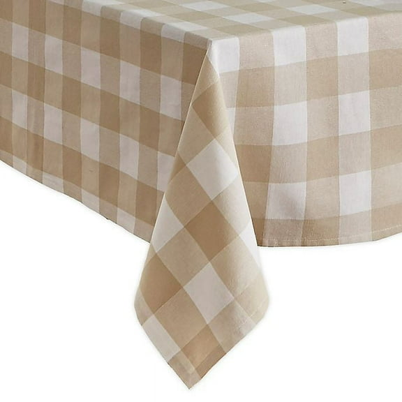 Elrene Home Fashions Farmhouse Living Buffalo Check Tablecloth, 60" x 120", Tan/White