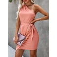 thumbnail image 3 of Vestido PRETTYGARDEN Mujer Asimétrico Ajustado de un Hombro Rosa M, 3 of 5