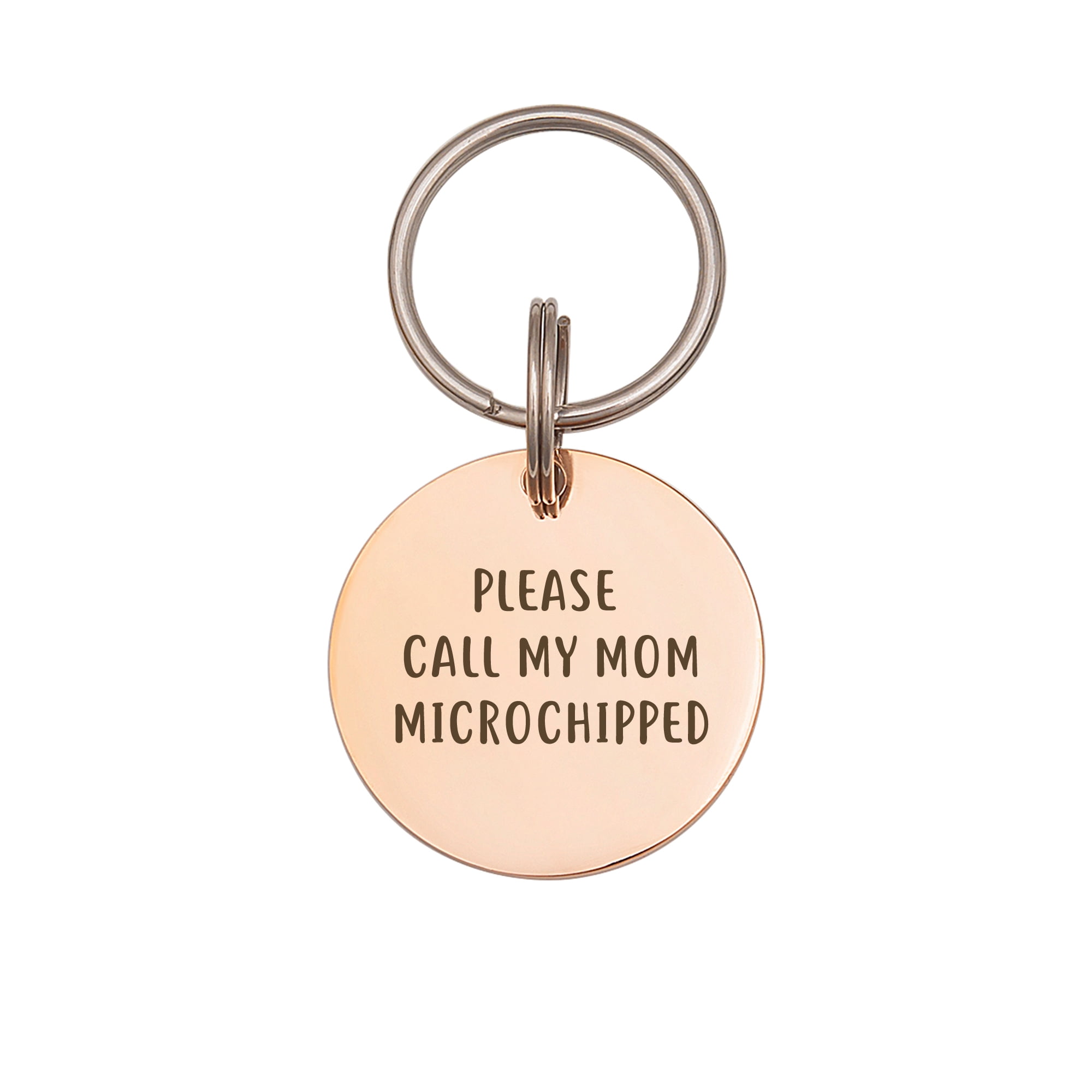 Anavia Stainless Steel Metal Round Name - Icon - Phone Number Birthday Holiday Christmas Engraved Dog ID Tag, Rose Gold
