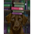 thumbnail image 2 of Fab Funky 12x14 Black Ornate Wood Framed with Double Matting Museum Art Print Titled - Brown Labrador and Books, 2 of 4