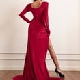thumbnail image 4 of Hfyihgf Womens Sexy Long Sleeve Split Thigh Maxi Dress Sweetheart Neckline Velvet Cocktail Party Dresses Evening Ball Gowns with Glove(Red,S), 4 of 6