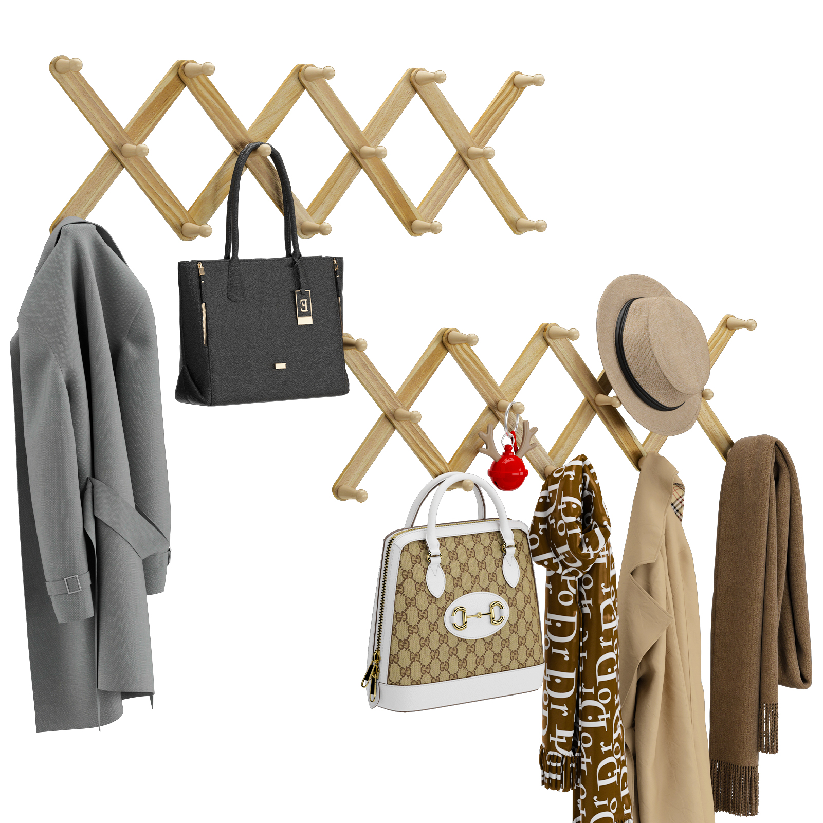 2 Packs Wall Mounted Expandable Coat Racks, Jacket Rack for Wall with