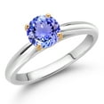 thumbnail image 2 of Gem Stone King 0.90 Ct Round Blue Tanzanite 10K White and Yellow Gold Solitaire Engagement Ring (Size 5), 2 of 4