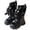 Black, variant on GobdXE Girls Knee High Combat Boots Patent Leather Lace Up Teddy Bear Charm Kids Shoes White,5.5-6 Years