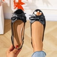 thumbnail image 2 of Gpaecead Women'S Bow Peep Toe Slingback Flat Sandals Soft Sole Slip On Spring Summer Indoor Outdoor Office Casual Black, 2 of 8