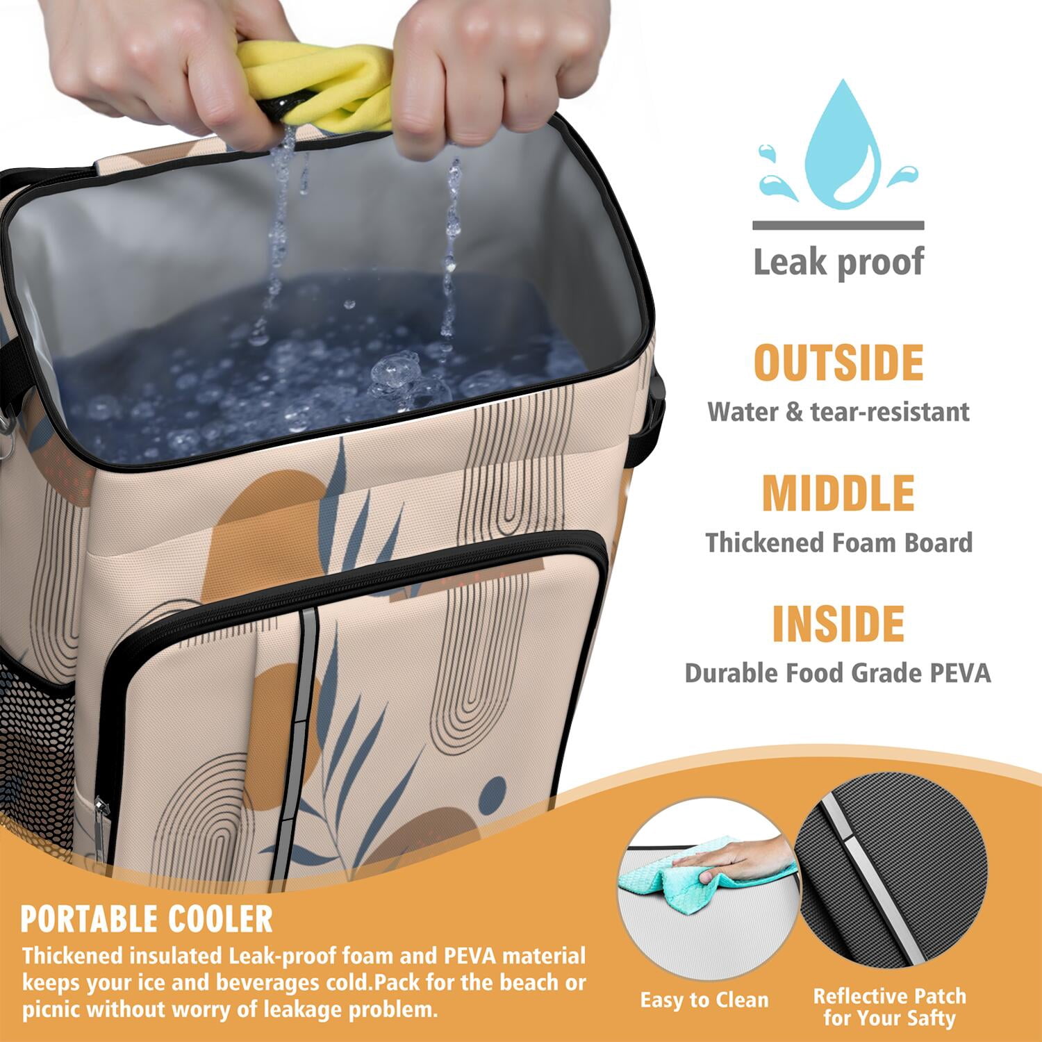 Travel Cooler Bag - Boho Bohemian Art Camping Beer Cooler Backpack with Bottle Opener- Waterproof Insulated Picnic Backpacks - Cooler Bag for Beach