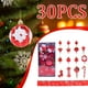 thumbnail image 3 of Decoraciones navideñas, adornos navideños, regalos navideños Juego de 30 adornos navideños con forma de bastón de caramelo y cinta. Combinación de bolas y cintas., 3 of 4