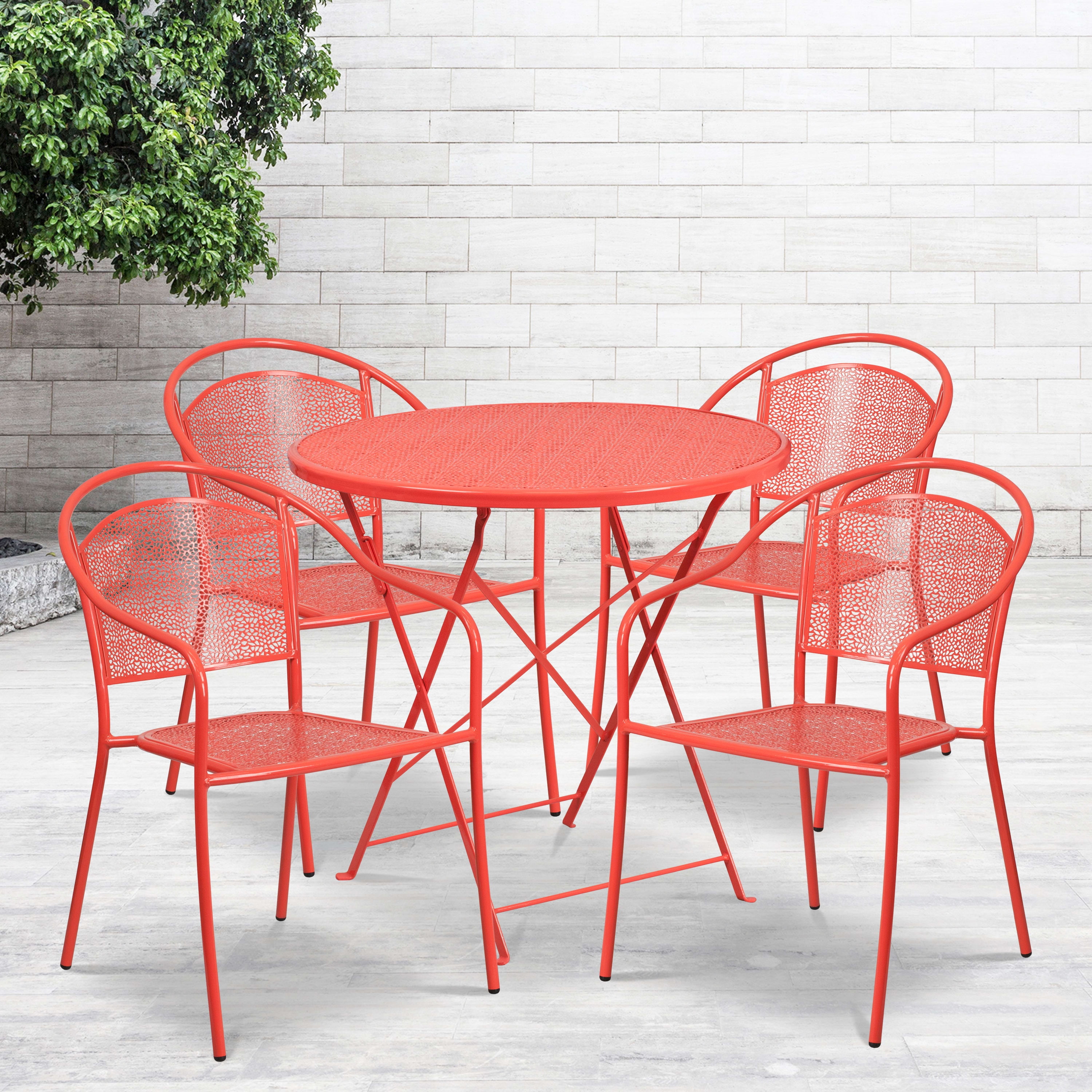 Flash Furniture Commercial Grade 30" Round Coral IndoorOutdoor Steel