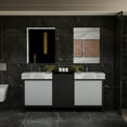 thumbnail image 3 of Zilara 72 in W x 22 in D Black and Grey Double Bath Vanity, Castle Grey Marble Top, Gun Metal Faucet Set and 28 in Mirrors, 3 of 12