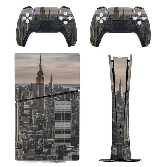 Skin Sticker for PS5 Slim Standard PS5 Pro Disc Digital Edition Console and Controllers Decals for Playstation 5 (State Building,PS5 Slim Disc Edition)