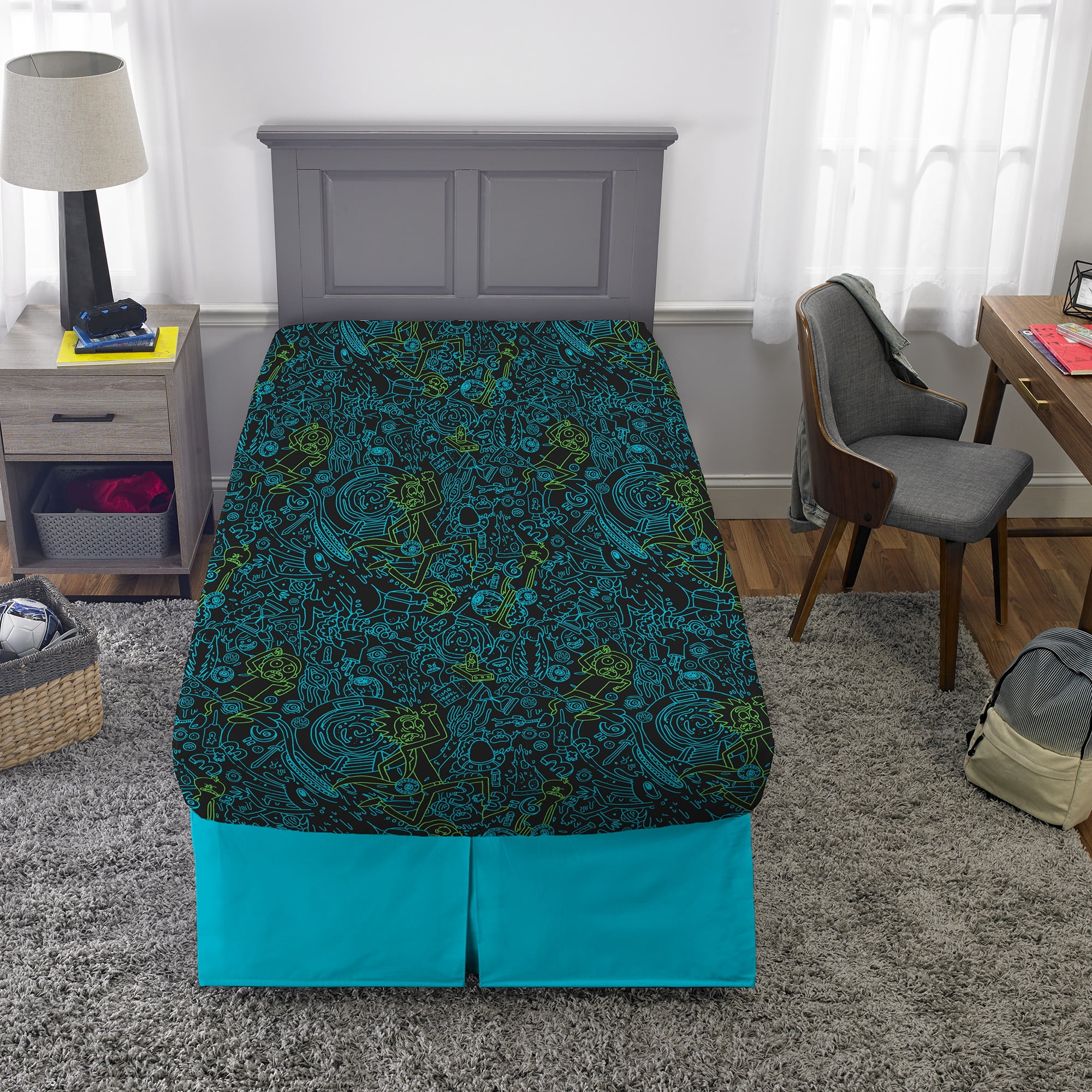 Adult Swim Rick & Morty Bed in a Bag, Bedding Bundle Set, Microfiber, Green Portal, 4-Piece TWIN