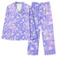 thumbnail image 6 of Mifsaly Christmas Pajama Sets for Women Xmas Trees Print Loose 2 Piece Pjs Long Sleeve V-Neck Sleepwear Lapel Button Down Nightwear High Waist Wide Leg Pants with Pockets 2025 Holiday Homewear, 6 of 7