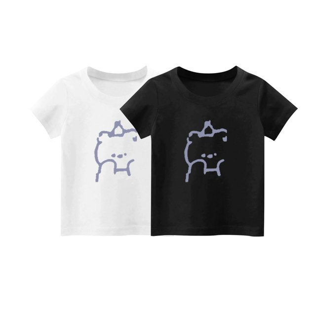 fatyb 2 Pack T-Shirts pour Enfants Filles Imprimé Graphique Mignon Tee Tops Garçons Manches Courtes T-Shirts en Coton Amples