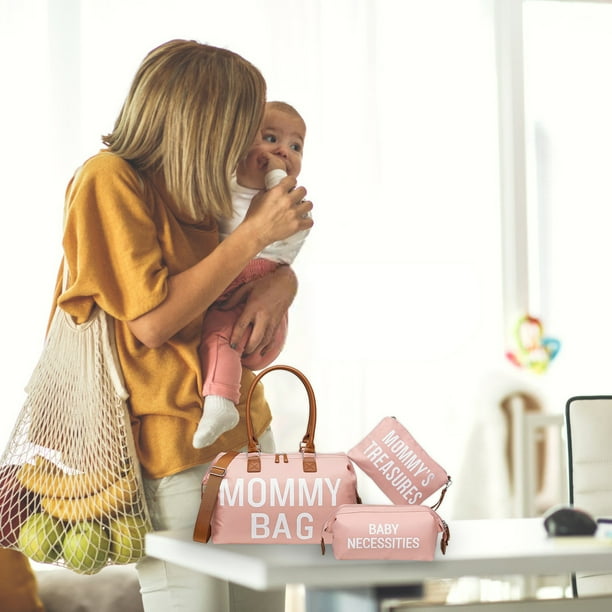 Bolsa de Mama Tote 3pcs Set Multifuncional Gran Capacidad Bolsa de Panales para Hospital Parto Viaje Rosa 3 piezas Bodega Aurrera en linea