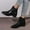 Black, variant on Wavsuf Cowgirl Boots for Women Wide Calf Short Ankle-High Winter Black Shoes Size 36