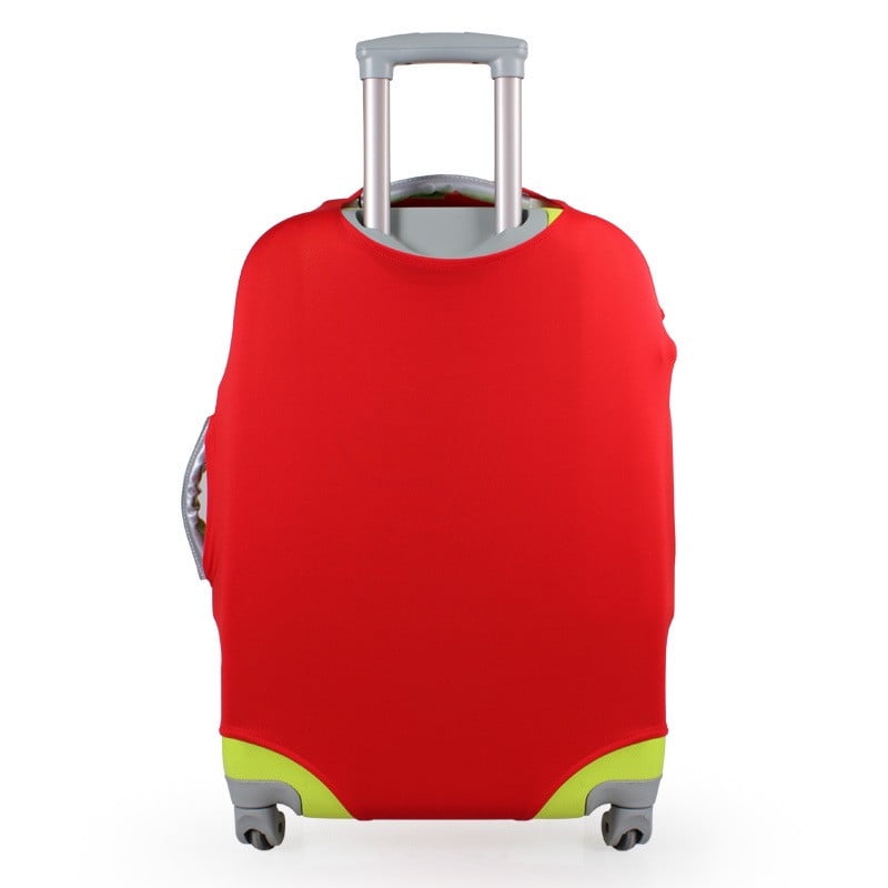 red and black suitcase