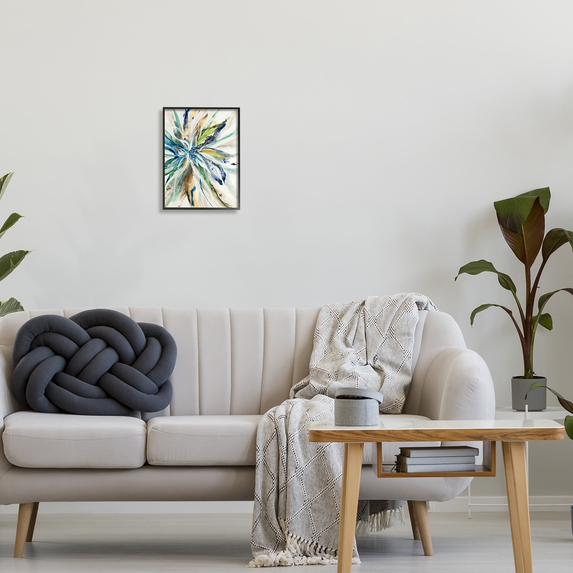 Stupell Industries Flower Petals Abstraction Abstract Painting Gray Framed Art Print Wall Art
