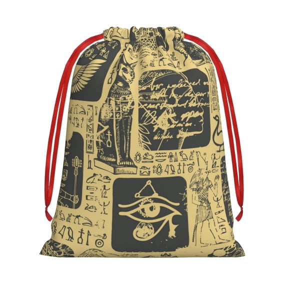 Ancient Egypt Drawstring Gift Bag Soft Pouch Reusable Favor Bags for Christmas, Halloween, Candy, Wedding, Birthday
