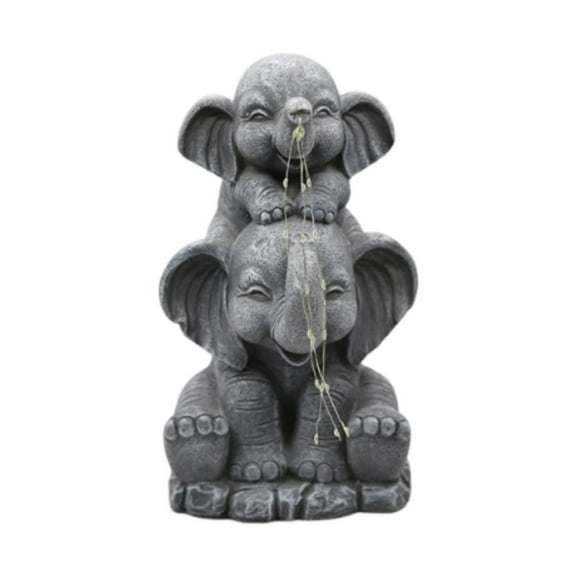 Zxpjkyu Solar Outdoor Elephant Statue Garden Decor Ornament Outside Garden Sculpture for Mother and Child