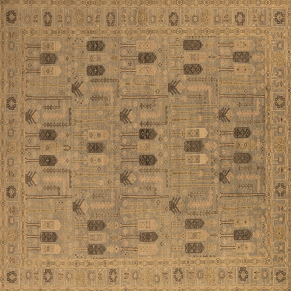 Ahgly Company Indoor Square Oriental Brown Industrial Area Rugs, 4' Square