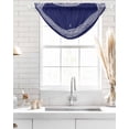 thumbnail image 4 of Navy Blue Geometric Waterfall Valances for Windows, White Greek Key Design Abstract Modern Art Sheer Valance Curtains, Rod Pocket Elegant Swag Valances for Living Room Bedroom, 47.2"x38.5", 2 Panel, 4 of 8