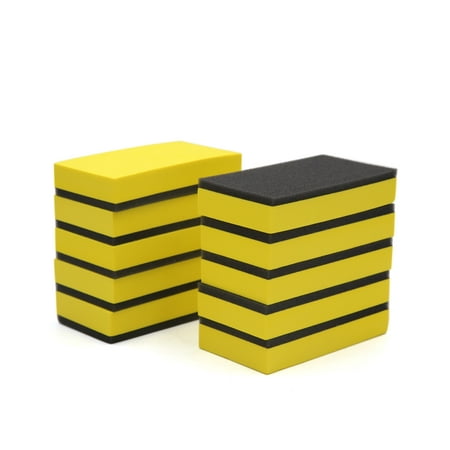 10pcs Yellow Foam Black Sponge Compound EVA Car Waxing Buffing Polishing (Best Wax Or Polish For Black Cars)