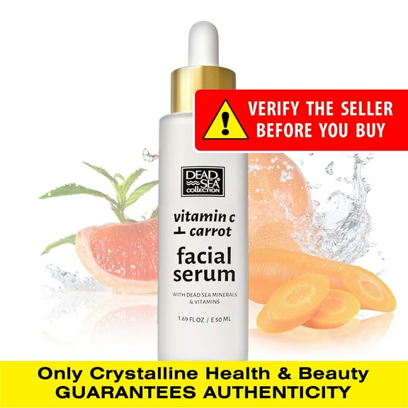 Dead Sea Collection Vitamin C & Carrot Serum For Face - Anti Aging Hydration Skin Care Serum for Smooth and Moisturized Skin - Enriched with Dead Sea Minerals and Vitamins - 1,69 Fl. Oz.