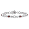 thumbnail image 3 of Primal Silver Sterling Silver Rhodium-plated Diamond and Garnet Oval Link Bracelet, 3 of 5
