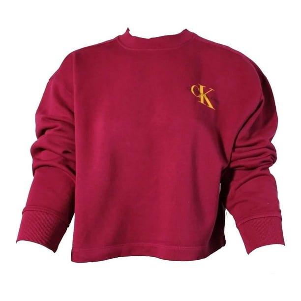 Sudadera Calvin Klein Jeans Mujer Original Moda Logo vino XL Calvin Klein 42Q8008 603
