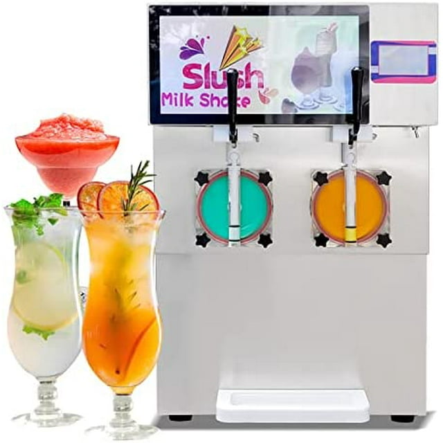 Kolice Commercial Magarita Cocktail Slush Machine,Milkshake Maker-Cylinder:2x4L,50-55L/Hour,Light Box