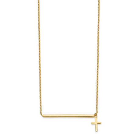 14K Yellow Gold Polished Cross with 2In Extender Necklace