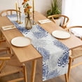 thumbnail image 3 of Blue White Table Runner - 70 Inch Long, Kitchen Dining Table Runner Dresser Scarves, Abstract Grey Chrysanthemum Flower Floral Farmhouse Decor for Coffee Tables Wedding Party Banquet, 3 of 8
