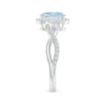 thumbnail image 3 of ANGARA Natural Oval 1 ct Aquamarine Twisted Vine Ring with Diamond Halo in 14K White Gold for Women (Size-8x6mm) | March Birthstone, Anniversary, Jewelry Gift for Women | Natural Aquamarine Ring, 3 of 10