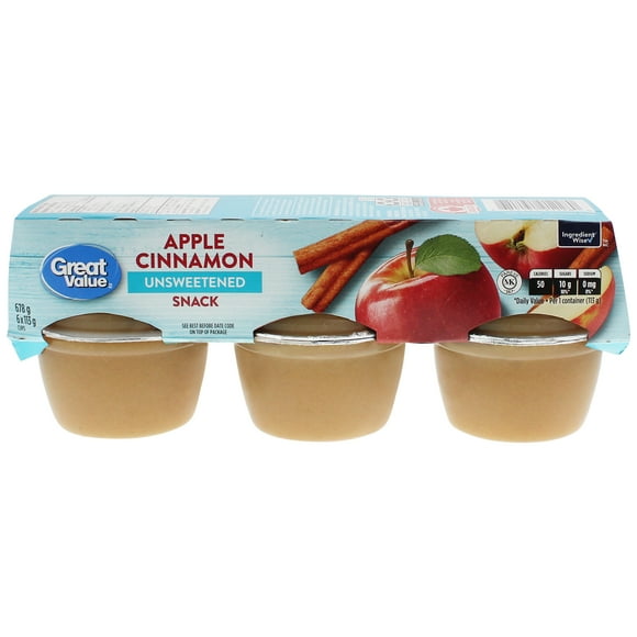 Great Value Unsweetened Apple Cinnamon Snack, 6 x 113 g