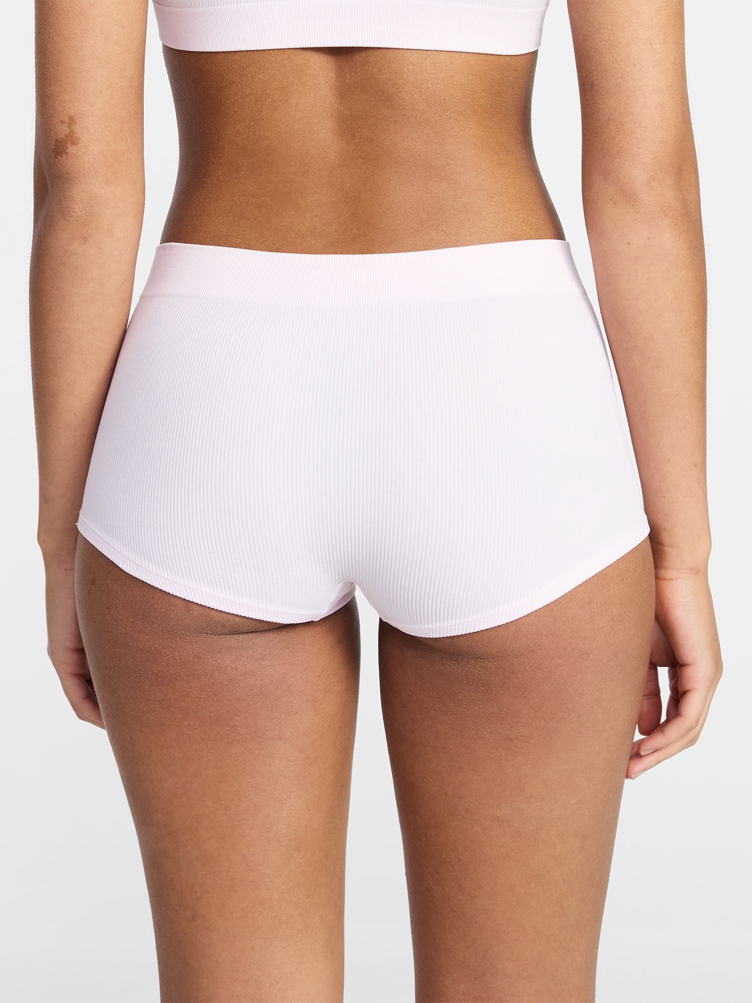 No Boundaries Seamless Ribbed Boyshort Panties, 3-Pack, Women's, Sizes XS-XXXL