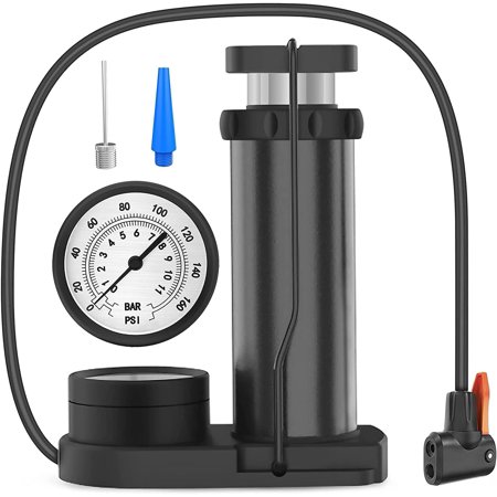 Mini Bike Foot Pump, Portable Foot Pump with Pressure Gauge, Air Pump ...