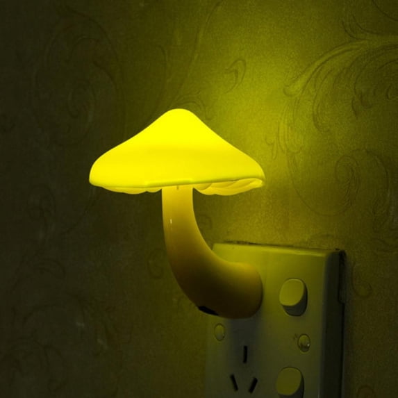 6PCS LED Night Lights with Sensor for Adults and Kids, Cute Mushroom Night Light, Plug-in Wall Lamps for Bedroom, Bathroom, Toilet, Stairs, Kitchen, Hallway, Corridor, Warm Yellow